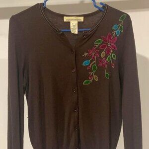 Womens Y2k Brown Floral Pattern Sweater